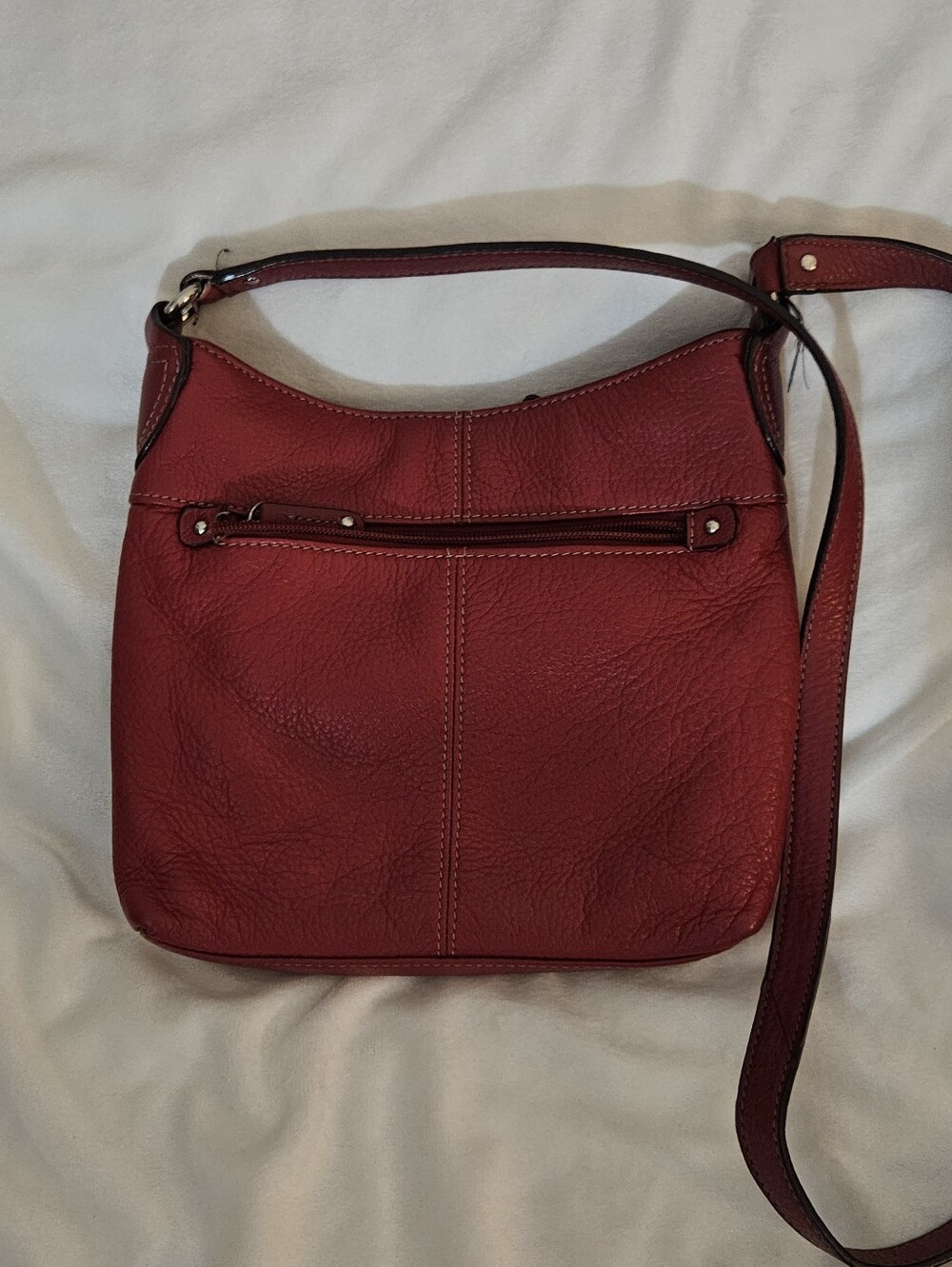 Tignanello Red Leather Crossbody with Front Zip Pockets - Picture 3 of 13